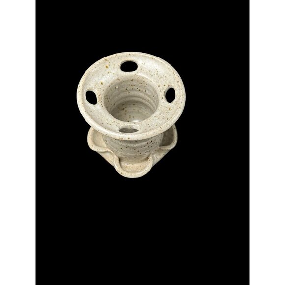Hand thrown Pottery Stoneware 4 Slot Toothbrush Holder Natural w Brown Speckles - Picture 3 of 8